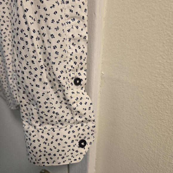 Zara Men's White With Blue Roses Button Down Shirt Size M - Picture 4 of 6